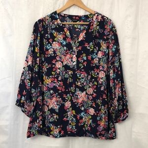 Jessica Navy Blue Floral Popover
